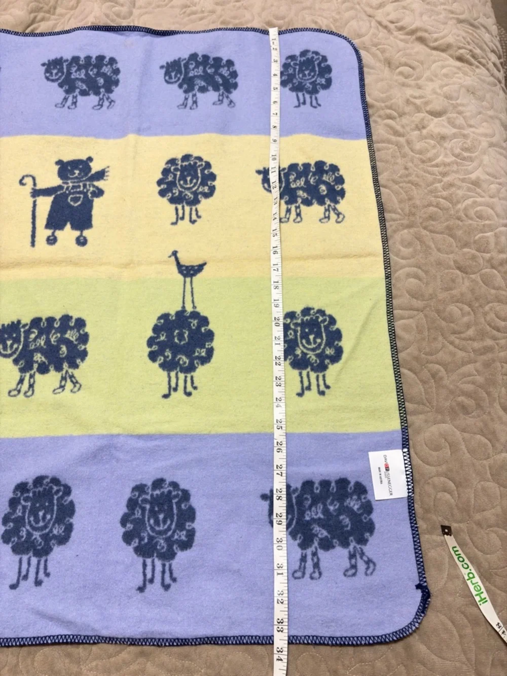 Baby Blanket David Fussenegger Levender Gray Cotton Blend Reversible Soft 33x27